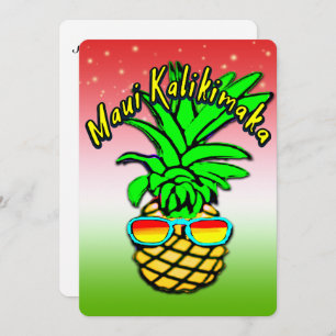 Maui Kalikimaka Pun Hawaiian Christmas Pineapple Invitation