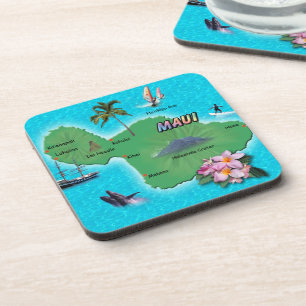 Maui Map Drink Coaster