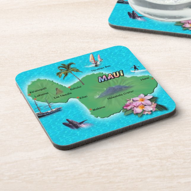 Maui Map Drink Coaster (Left Side)