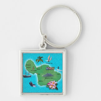 Maui Map Keychain