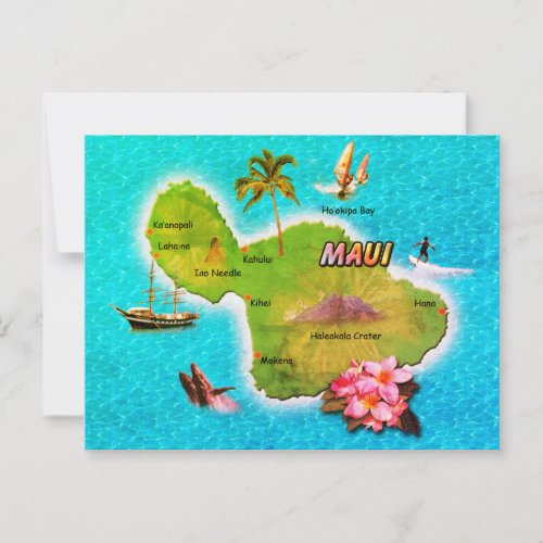 Maui Map Postcard