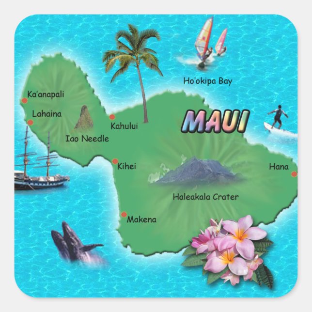 Maui Map Sticker (Front)