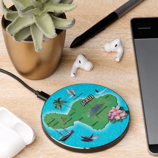 Maui Map  Wireless Charger (Desk 2)