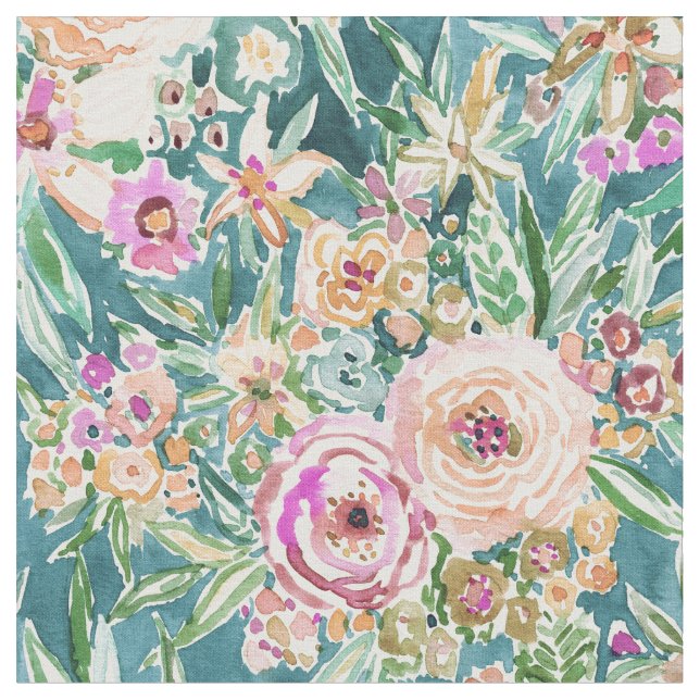 MAUI MINDSET Tropical Hawaiian Colorful Floral Fabric (Close Up)