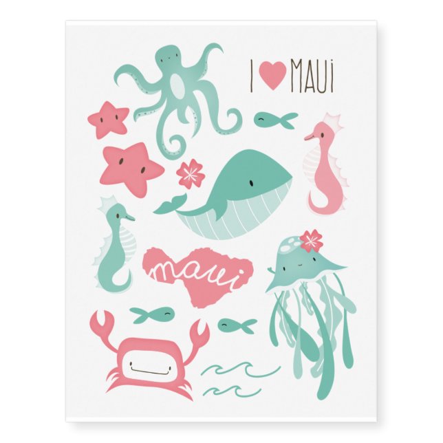 "Maui Ocean" Temporary Tattoos (Front)
