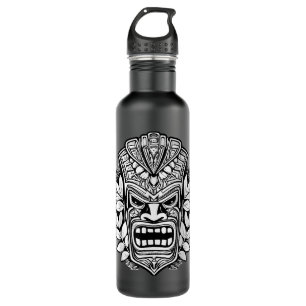 Maui Polynesian Hawaiian Tiki Head Tattoo Style De Stainless Steel Water Bottle