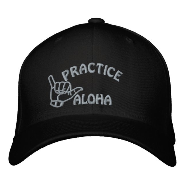 Maui Practice Aloha Shaka (Hang loose) Embroidered Baseball Cap (Front)