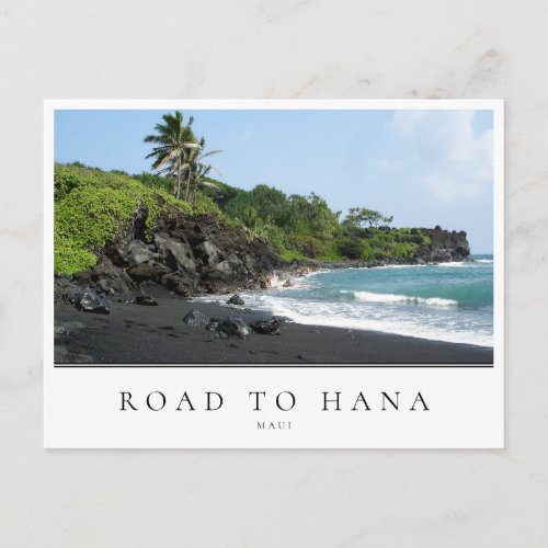 Maui Road to Hana black sand beach Hawaii Postcard