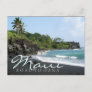 Maui Road to Hana black sand beach text postcard