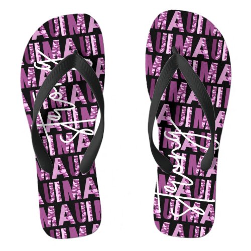 Maui Strong Black Tiled  Flip Flops