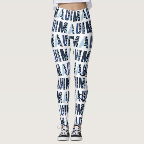 Maui Strong Blue Tiled  Leggings