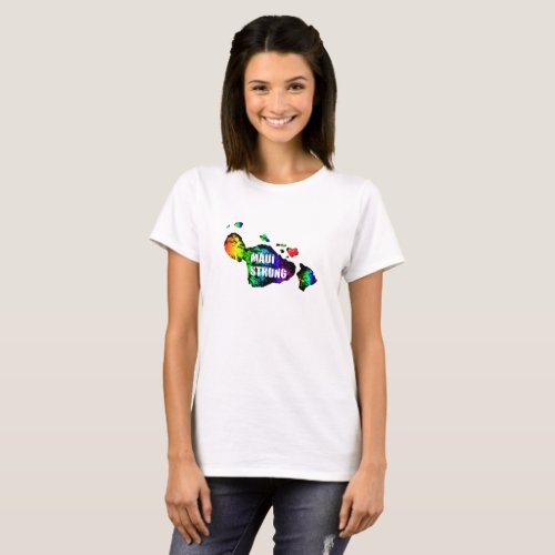 MAUI STRONG HEART Hawaii Islands All Rainbow T_Shirt