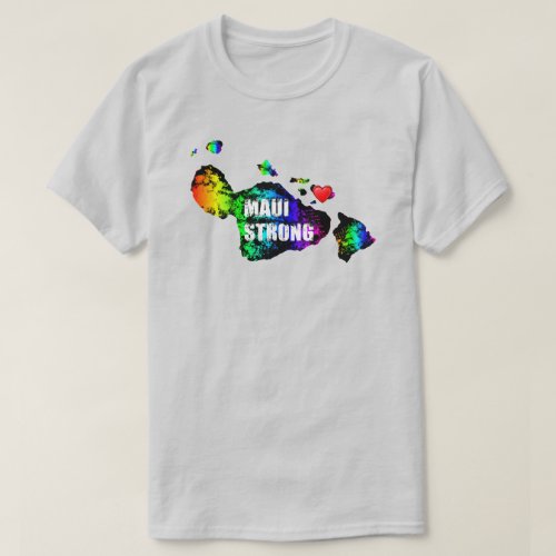 MAUI STRONG HEART Hawaii Islands All Rainbow T_Shirt
