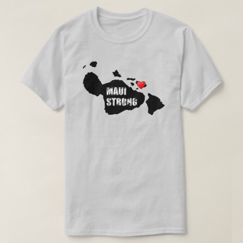 MAUI STRONG HEART Hawaii Islands Blk T_Shirt