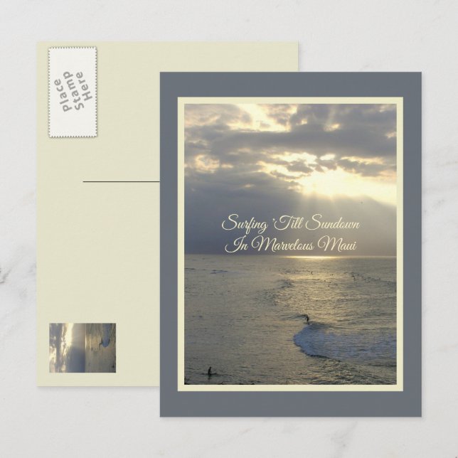  MAUI SURFERS CATCHING THE LAST WAVES   POSTCARD (Front/Back)