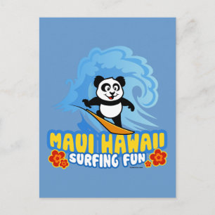 Maui Surfing Panda Postcard