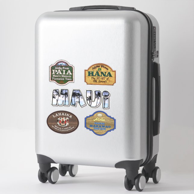 Maui Town Signs Stickers (Suitcase)