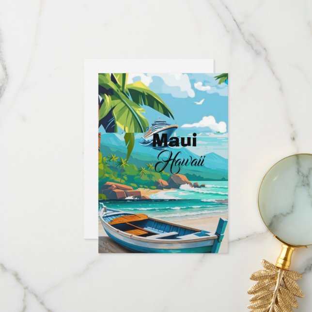 Maui Travel Postcard Art, Maui Hawaii Travel Postc (Front/Back In Situ)