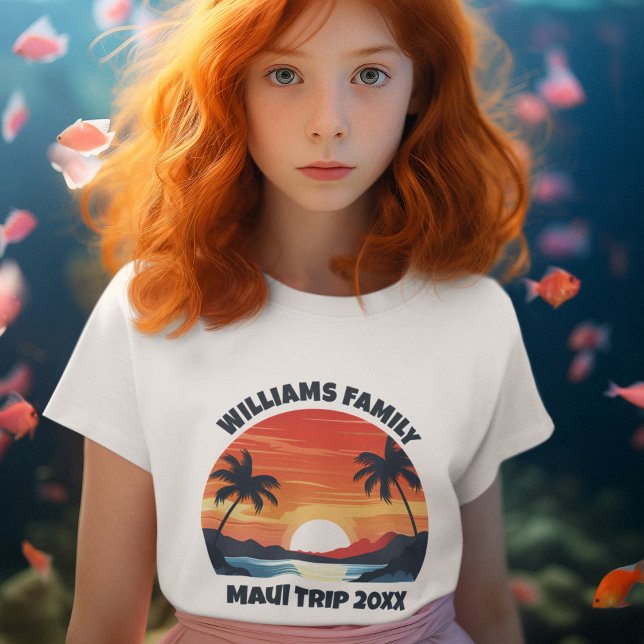 Maui Vacation Sunrise Palm Trees Custom Girl's T-Shirt (Creator Uploaded)