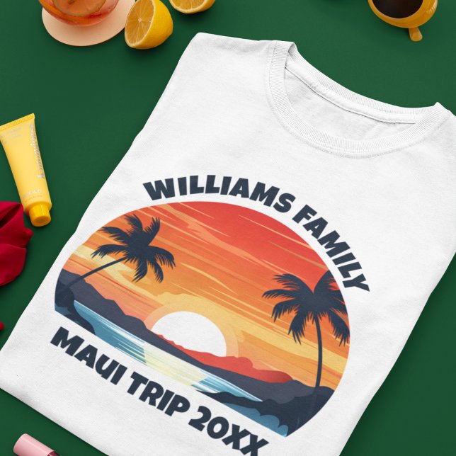 Maui Vacation Sunrise Palm Trees Customized T-Shirt (Creator Uploaded)
