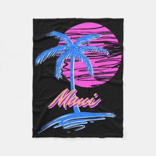 Maui Vaporwave Synth Outrun Sunset 80s Beach Retro Fleece Blanket