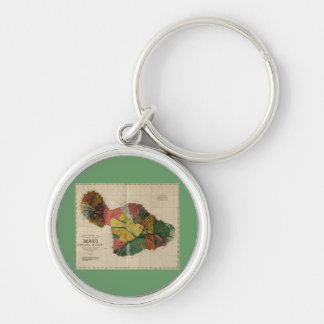 Maui - Vintage Antiquarian Hawaii Survey Map, 1885 Keychain