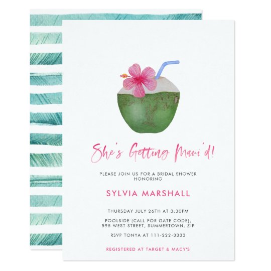 Maui D Hawaii Destination Wedding Bridal Shower Invitation