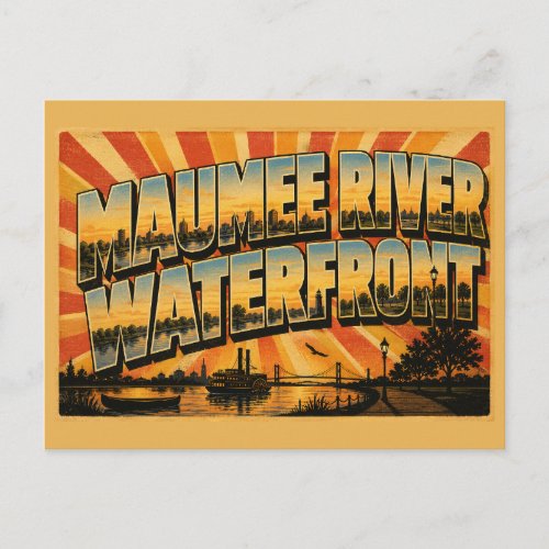 Maumee River Waterfront Ohio Historic River Art Postcard