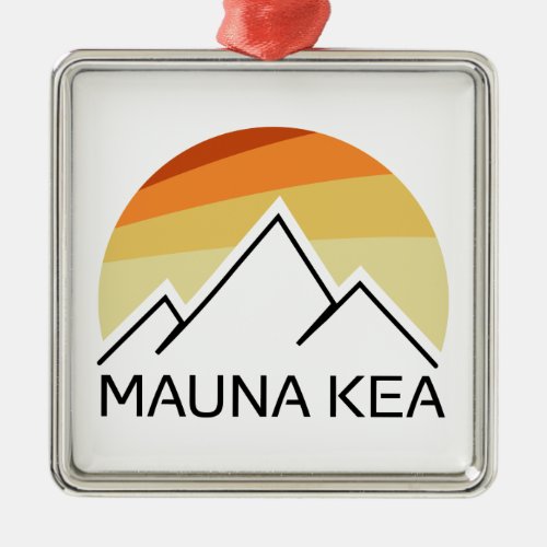 Mauna Kea Hawaii Retro Metal Ornament