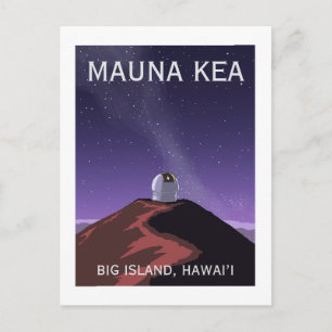 Mauna Kea Observatory Starry Sky Retro Poster Postcard