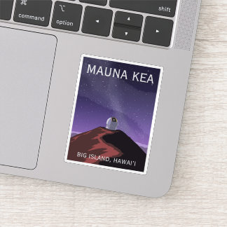 Mauna Kea Observatory Starry Sky Retro Poster Sticker