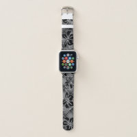 Mauna Loa Hawaiian Hibiscus Gray Plaid Apple Watch Band