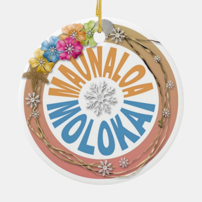 Maunaloa Molokai Hawaii hibiscus holiday ornament (Back)