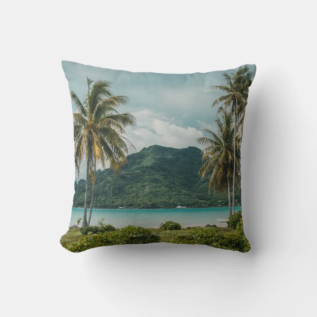 Maupti, French Polynesian island, Throw Pillow (Front)