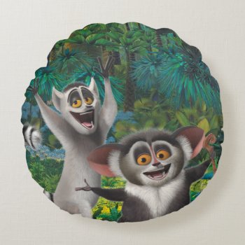 Maurice And Julien Round Pillow by madagascar at Zazzle