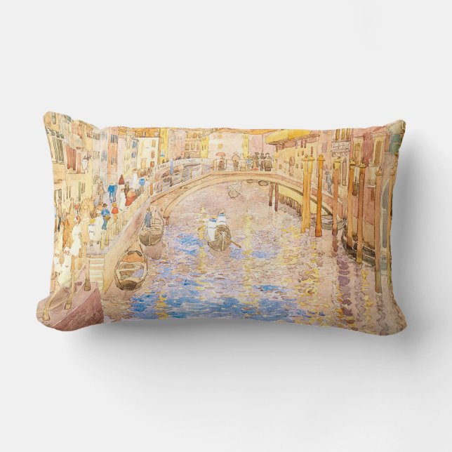 Maurice Prendergast's Venetian Canal Scene Lumbar Pillow (Front)