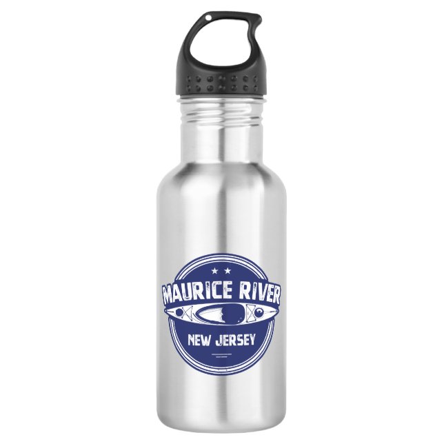 Maurice River New Jersey Kayaking Stainless Steel Water Bottle (Front)