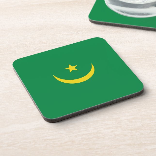 Mauritania flag beverage coaster (Left Side)