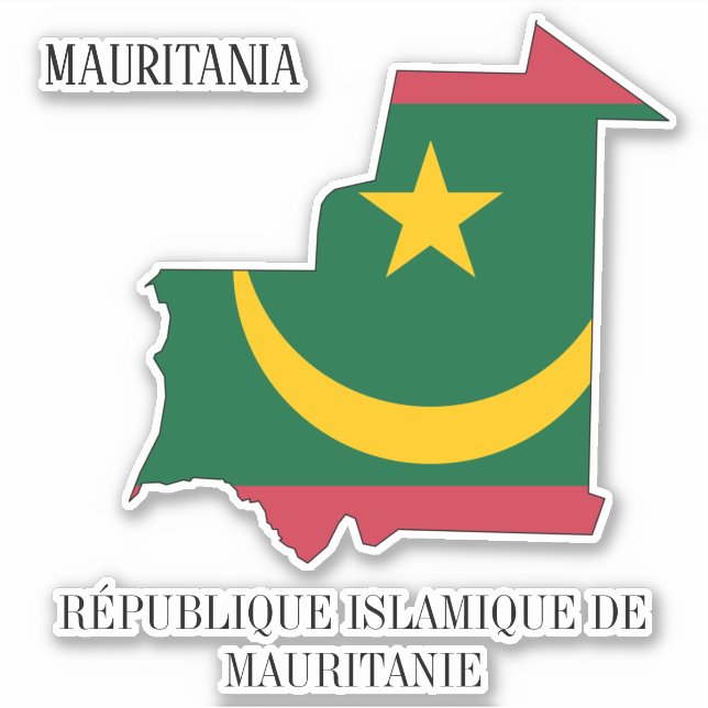 Mauritania Flag Charming Patriotic Map Sticker (Front)