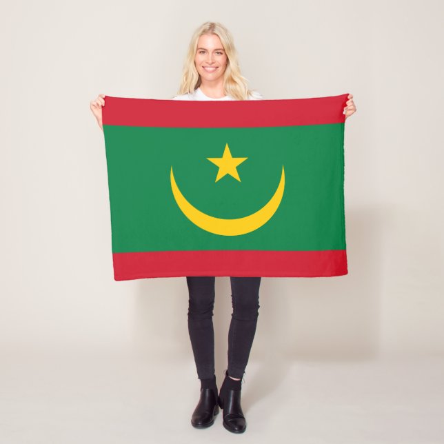Mauritania Flag Fleece Blanket (In Situ)