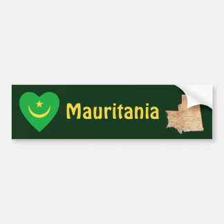 Mauritania Flag Heart + Map Bumper Sticker