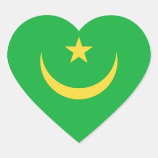 Mauritania Flag Heart Sticker