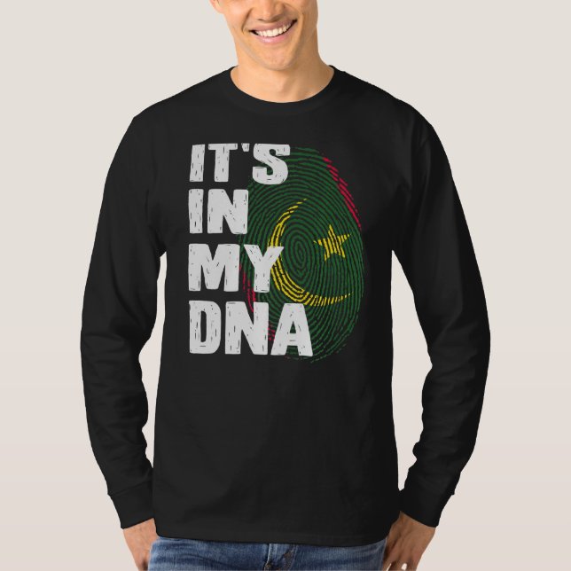 Mauritania Flag It's In My Dna Mauritanian Fingerp T-Shirt (Front)