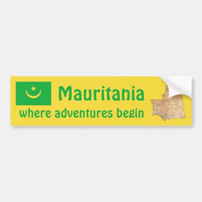 Mauritania Flag + Map Bumper Sticker (Front)
