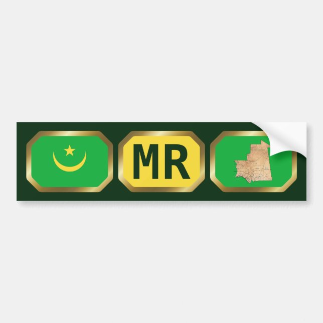 Mauritania Flag Map Code Bumper Sticker (Front)
