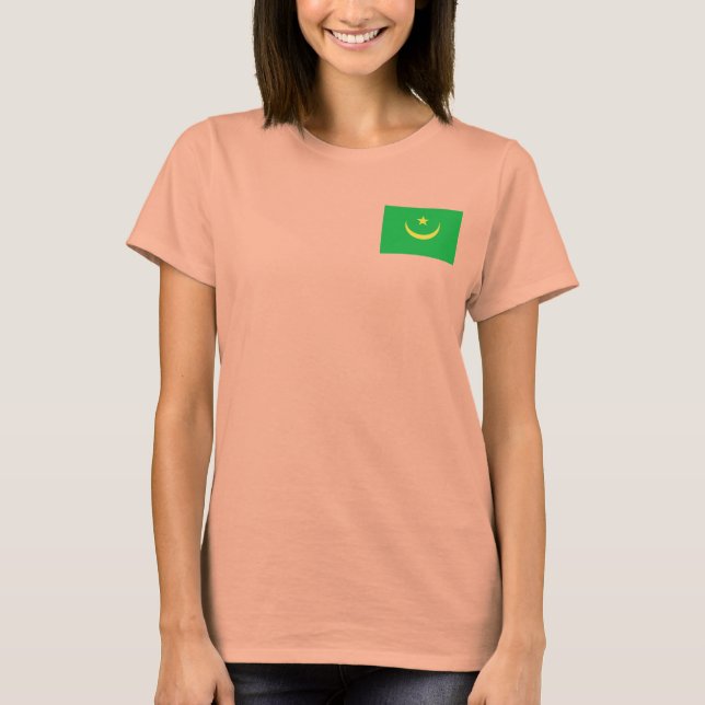 Mauritania Flag + Map T-Shirt (Front)