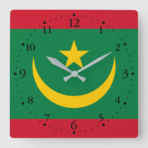 Mauritania Flag Square Wall Clock