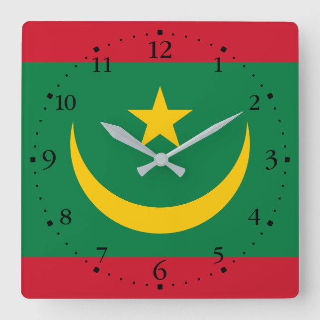 Mauritania Flag Square Wall Clock (Front)