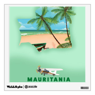 Mauritania illustrated map travel poster wall decal