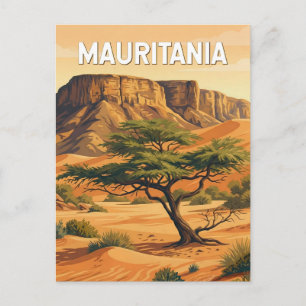 Mauritania Illustration Travel Art Vintage Postcard